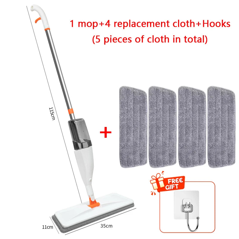 New Large Household Spray Mop with Replaceable Microfiber Pad for Wet and Dry Cleaning Microfiber Pads Rotating Spray Mop Broom