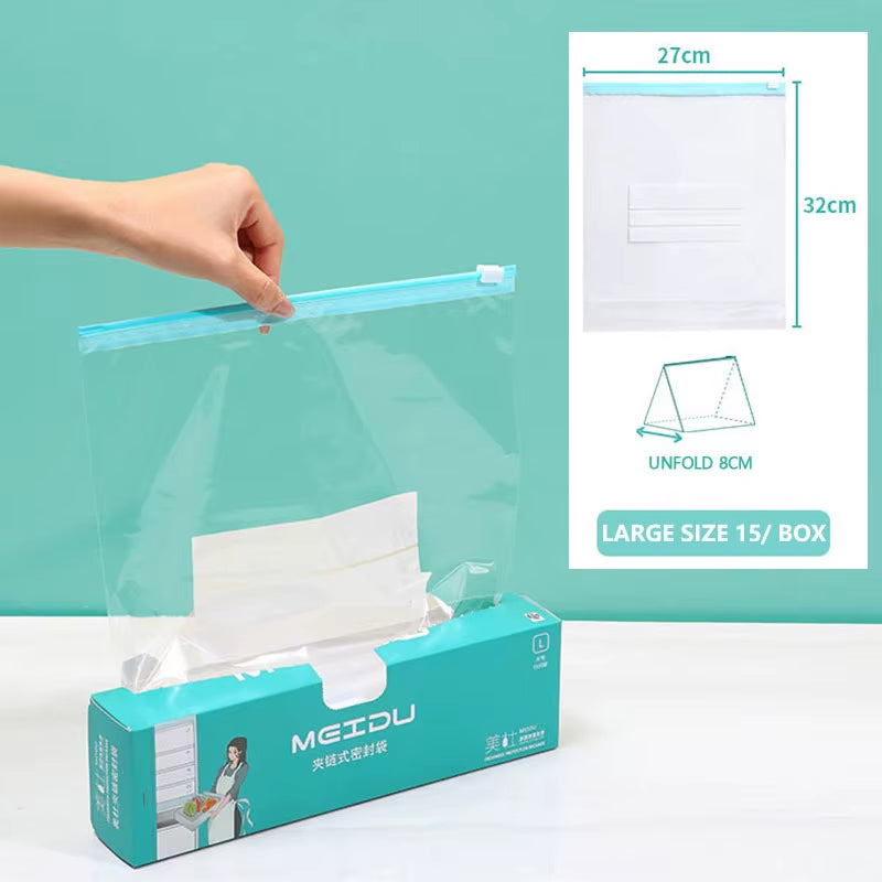 Reusable Zipper Bag Stand up Zip Shut Plastic Freezer Bag Fruit Vegetable Ziplock Kitchen Food Storage Organizer Pouch