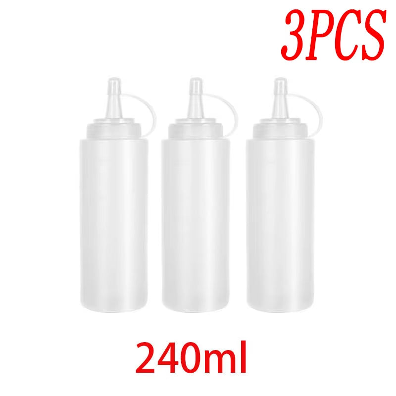 Large Squeeze Condiment Bottles with Nozzles Ketchup Mustard Salad BBQ Sauces Dispenser Squeeze Sauce Bottle Kitchen Gadget