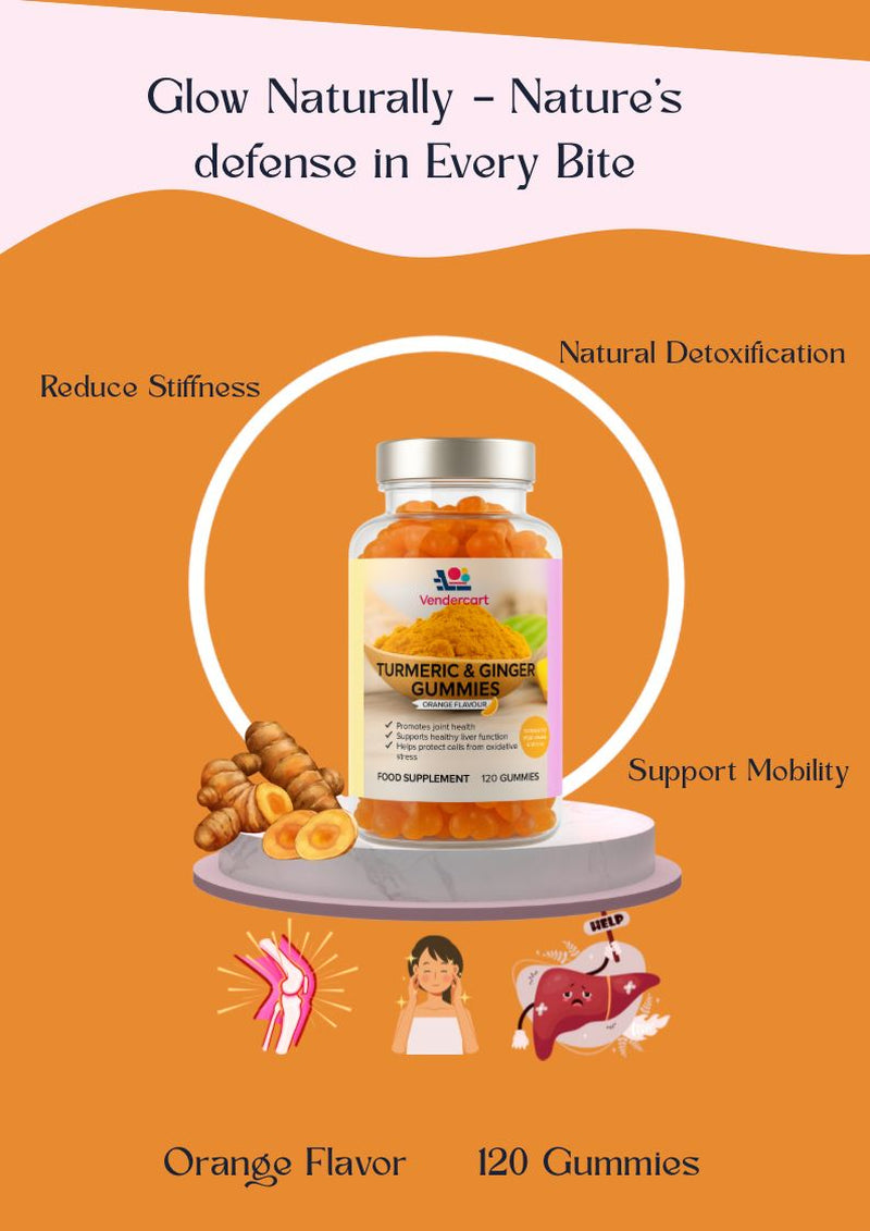 Turmeric & Ginger Gummies 120Ct- Joint Support, Immune Boost, Vegan Friendly
