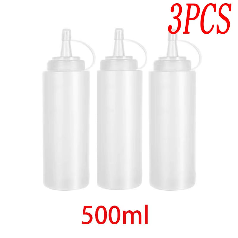 Large Squeeze Condiment Bottles with Nozzles Ketchup Mustard Salad BBQ Sauces Dispenser Squeeze Sauce Bottle Kitchen Gadget