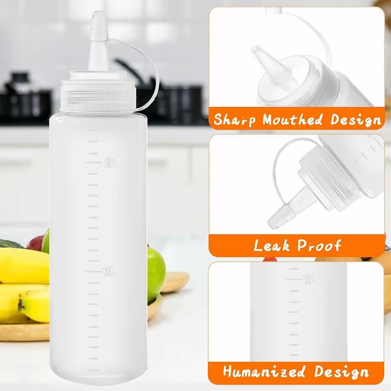 Large Squeeze Condiment Bottles with Nozzles Ketchup Mustard Salad BBQ Sauces Dispenser Squeeze Sauce Bottle Kitchen Gadget