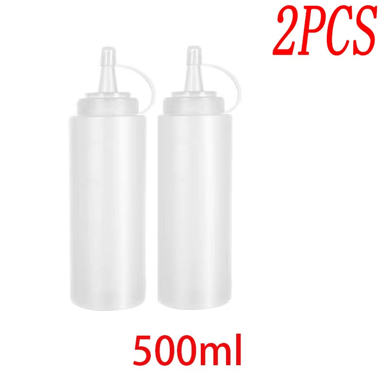 Large Squeeze Condiment Bottles with Nozzles Ketchup Mustard Salad BBQ Sauces Dispenser Squeeze Sauce Bottle Kitchen Gadget