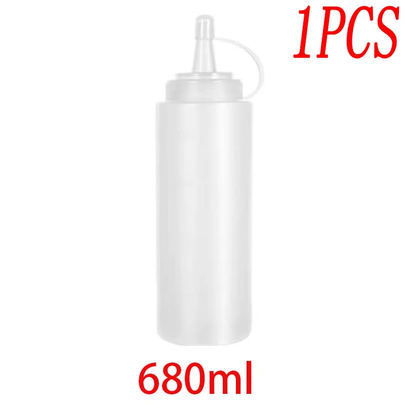 Large Squeeze Condiment Bottles with Nozzles Ketchup Mustard Salad BBQ Sauces Dispenser Squeeze Sauce Bottle Kitchen Gadget