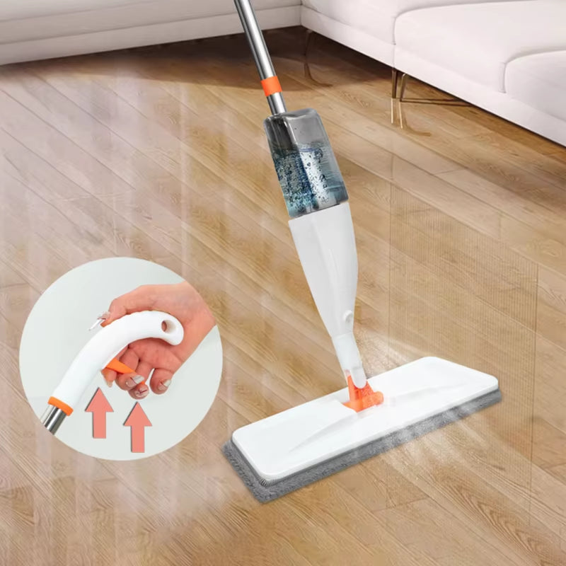 New Large Household Spray Mop with Replaceable Microfiber Pad for Wet and Dry Cleaning Microfiber Pads Rotating Spray Mop Broom