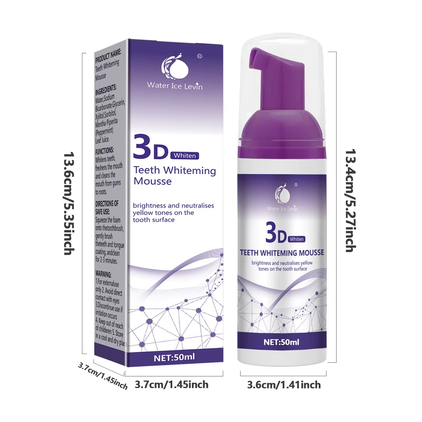 50Ml 3D Mousse Toothpaste Teeth Whitening Removing Yellow Teeth Cleaning Tooth Stain Oral Fresh Tooth Care Product 2024 New