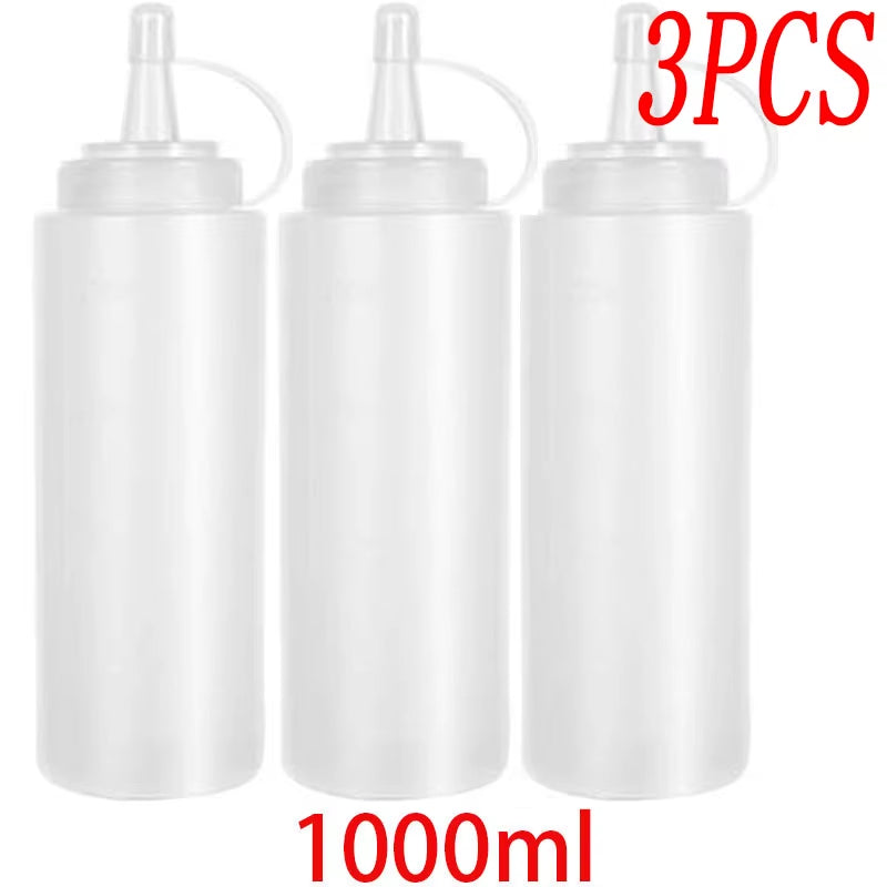 Large Squeeze Condiment Bottles with Nozzles Ketchup Mustard Salad BBQ Sauces Dispenser Squeeze Sauce Bottle Kitchen Gadget