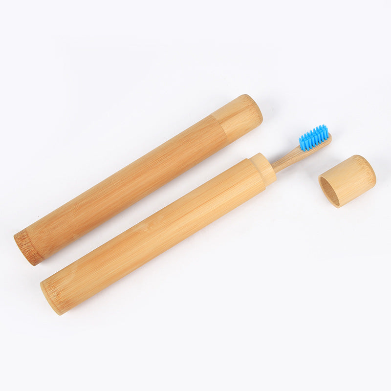 Bamboo Toothbrush Novelty Wooden Teeth Brush Soft-Bristle Bamboo Fibre Wooden Handle Bamboo Tube Charcoal Set
