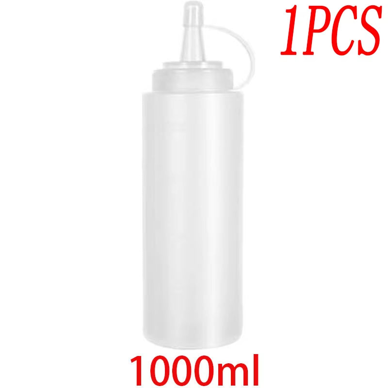 Large Squeeze Condiment Bottles with Nozzles Ketchup Mustard Salad BBQ Sauces Dispenser Squeeze Sauce Bottle Kitchen Gadget
