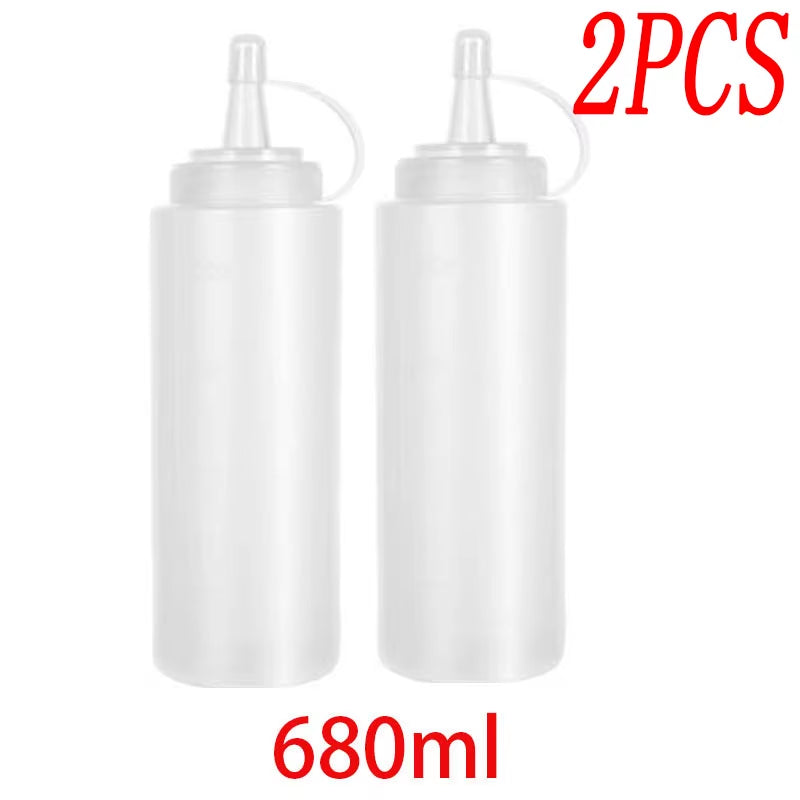 Large Squeeze Condiment Bottles with Nozzles Ketchup Mustard Salad BBQ Sauces Dispenser Squeeze Sauce Bottle Kitchen Gadget