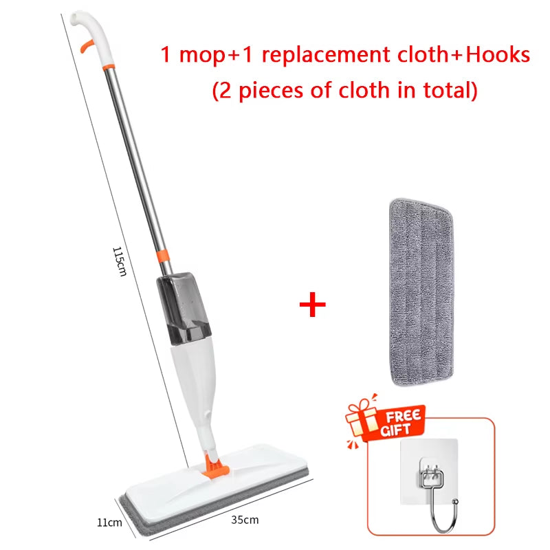 New Large Household Spray Mop with Replaceable Microfiber Pad for Wet and Dry Cleaning Microfiber Pads Rotating Spray Mop Broom
