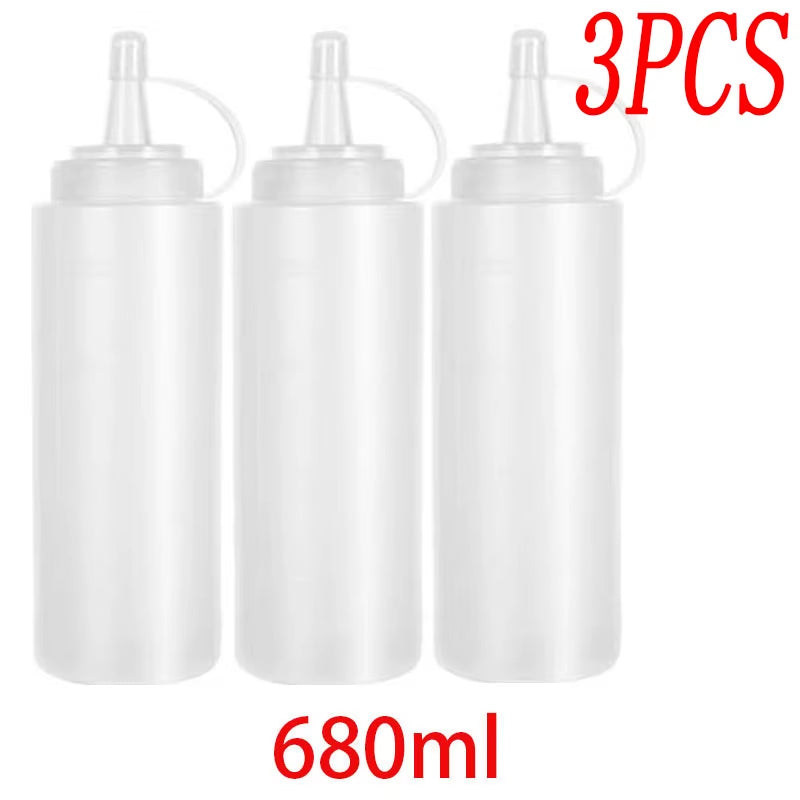 Large Squeeze Condiment Bottles with Nozzles Ketchup Mustard Salad BBQ Sauces Dispenser Squeeze Sauce Bottle Kitchen Gadget